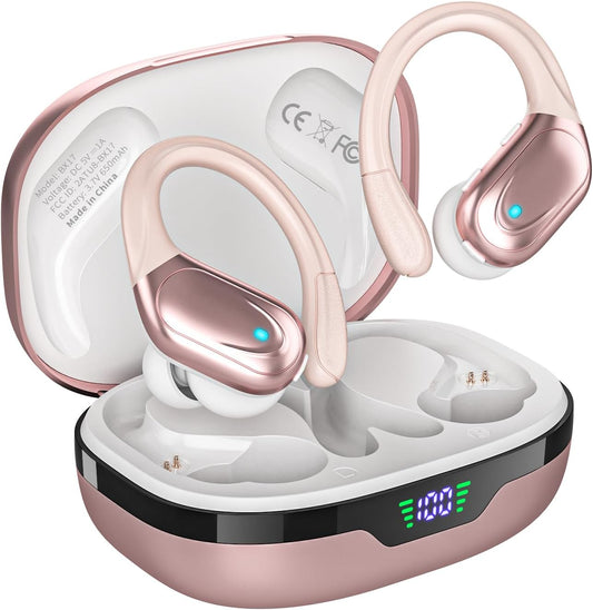 Wireless Earbuds, Sports Bluetooth Headphones, 80Hrs Playtime Ear Buds with LED Power Display, Noise Canceling Headset, IPX7 Waterproof Earphones